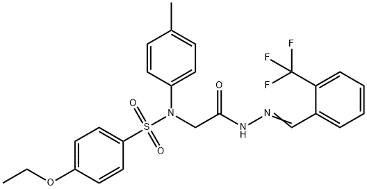 4-ethoxy-N-(4-methylphenyl)-N-(2-oxo-2-{2-[2-(trifluoromethyl)benzylidene]hydrazino}ethyl)benzenesulfonamide 化学構造式