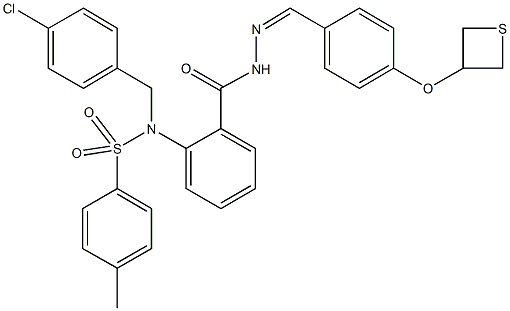 N-(4-chlorobenzyl)-4-methyl-N-[2-({2-[4-(3-thietanyloxy)benzylidene]hydrazino}carbonyl)phenyl]benzenesulfonamide Structure