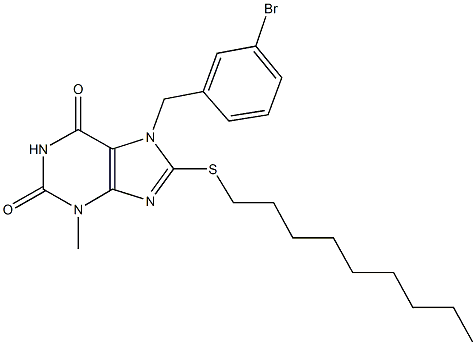 7-(3-bromobenzyl)-3-methyl-8-(nonylsulfanyl)-3,7-dihydro-1H-purine-2,6-dione Struktur