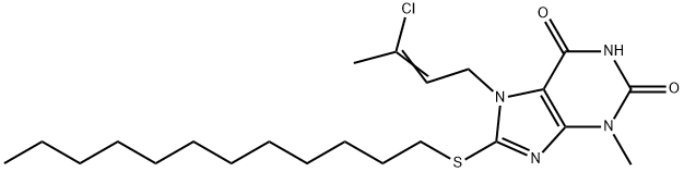 7-(3-chloro-2-butenyl)-8-(dodecylsulfanyl)-3-methyl-3,7-dihydro-1H-purine-2,6-dione,331726-13-7,结构式
