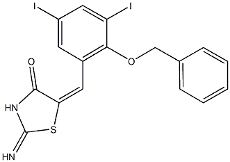 5-[2-(benzyloxy)-3,5-diiodobenzylidene]-2-imino-1,3-thiazolidin-4-one Structure