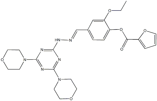4-{2-[4,6-di(4-morpholinyl)-1,3,5-triazin-2-yl]carbohydrazonoyl}-2-ethoxyphenyl 2-furoate,331726-46-6,结构式
