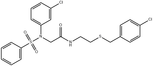 N-{2-[(4-chlorobenzyl)sulfanyl]ethyl}-2-[3-chloro(phenylsulfonyl)anilino]acetamide 化学構造式