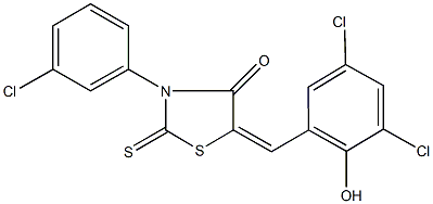 3-(3-chlorophenyl)-5-(3,5-dichloro-2-hydroxybenzylidene)-2-thioxo-1,3-thiazolidin-4-one,331736-29-9,结构式