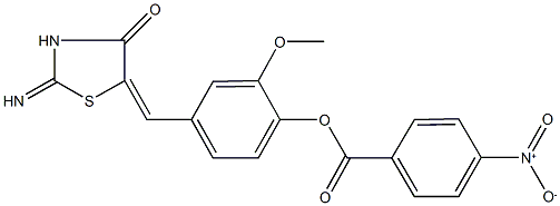 4-[(2-imino-4-oxo-1,3-thiazolidin-5-ylidene)methyl]-2-methoxyphenyl 4-nitrobenzoate 化学構造式