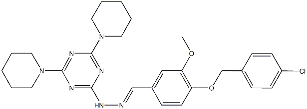 4-[(4-chlorobenzyl)oxy]-3-methoxybenzaldehyde [4,6-di(1-piperidinyl)-1,3,5-triazin-2-yl]hydrazone Structure