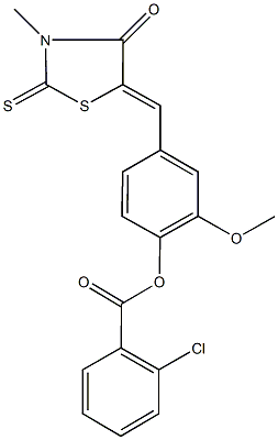 2-methoxy-4-[(3-methyl-4-oxo-2-thioxo-1,3-thiazolidin-5-ylidene)methyl]phenyl 2-chlorobenzoate Structure