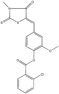 2-methoxy-4-[(3-methyl-4-oxo-2-thioxo-1,3-thiazolidin-5-ylidene)methyl]phenyl 2-chlorobenzoate 结构式