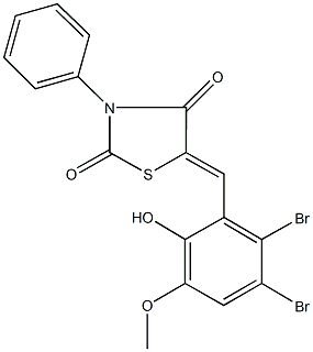 5-(2,3-dibromo-6-hydroxy-5-methoxybenzylidene)-3-phenyl-1,3-thiazolidine-2,4-dione Structure