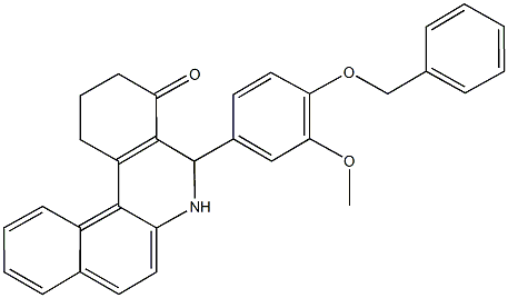 5-[4-(benzyloxy)-3-methoxyphenyl]-2,3,5,6-tetrahydrobenzo[a]phenanthridin-4(1H)-one 化学構造式