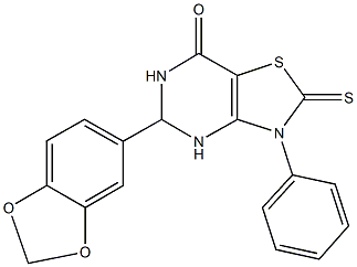 5-(1,3-benzodioxol-5-yl)-3-phenyl-2-thioxo-2,3,5,6-tetrahydro[1,3]thiazolo[4,5-d]pyrimidin-7(4H)-one Structure