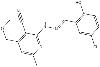 2-[2-(5-chloro-2-hydroxybenzylidene)hydrazino]-4-(methoxymethyl)-6-methylnicotinonitrile Structure