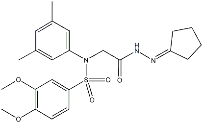 N-[2-(2-cyclopentylidenehydrazino)-2-oxoethyl]-N-(3,5-dimethylphenyl)-3,4-bis(methyloxy)benzenesulfonamide Struktur