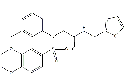 2-{[(3,4-dimethoxyphenyl)sulfonyl]-3,5-dimethylanilino}-N-(2-furylmethyl)acetamide Structure