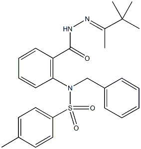N-benzyl-4-methyl-N-(2-{[2-(1,2,2-trimethylpropylidene)hydrazino]carbonyl}phenyl)benzenesulfonamide,331750-74-4,结构式