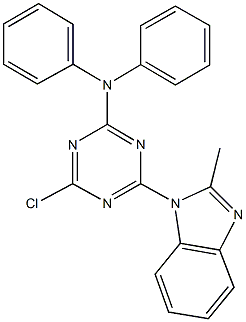 4-chloro-6-(2-methyl-1H-benzimidazol-1-yl)-N,N-diphenyl-1,3,5-triazin-2-amine Structure