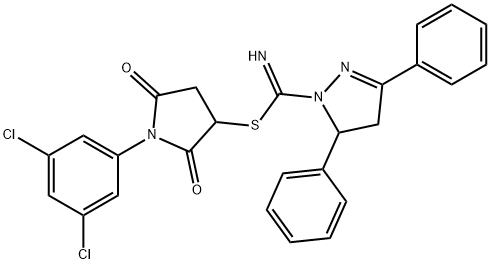 1-(3,5-dichlorophenyl)-2,5-dioxo-3-pyrrolidinyl 3,5-diphenyl-4,5-dihydro-1H-pyrazole-1-carbimidothioate Structure