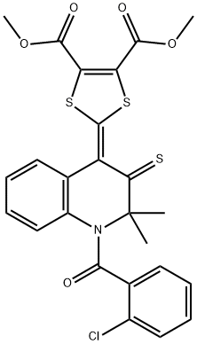 dimethyl 2-(1-(2-chlorobenzoyl)-2,2-dimethyl-3-thioxo-2,3-dihydro-4(1H)-quinolinylidene)-1,3-dithiole-4,5-dicarboxylate Structure