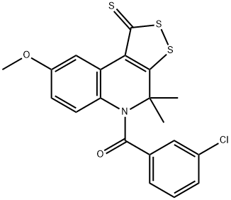 5-(3-chlorobenzoyl)-8-methoxy-4,4-dimethyl-4,5-dihydro-1H-[1,2]dithiolo[3,4-c]quinoline-1-thione 结构式