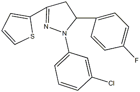 1-(3-chlorophenyl)-5-(4-fluorophenyl)-3-(2-thienyl)-4,5-dihydro-1H-pyrazole Structure