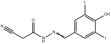 2-cyano-N'-(4-hydroxy-3,5-diiodobenzylidene)acetohydrazide 化学構造式