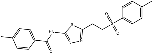 4-methyl-N-(5-{2-[(4-methylphenyl)sulfonyl]ethyl}-1,3,4-thiadiazol-2-yl)benzamide 化学構造式