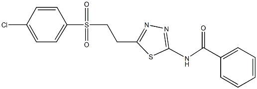 N-(5-{2-[(4-chlorophenyl)sulfonyl]ethyl}-1,3,4-thiadiazol-2-yl)benzamide 化学構造式