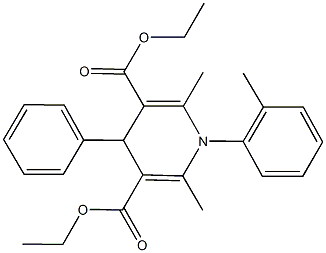 diethyl 2,6-dimethyl-1-(2-methylphenyl)-4-phenyl-1,4-dihydro-3,5-pyridinedicarboxylate 化学構造式