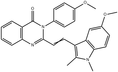2-[2-(5-methoxy-1,2-dimethyl-1H-indol-3-yl)vinyl]-3-(4-methoxyphenyl)-4(3H)-quinazolinone Struktur