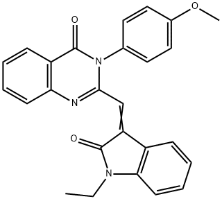 2-[(1-ethyl-2-oxo-1,2-dihydro-3H-indol-3-ylidene)methyl]-3-(4-methoxyphenyl)-4(3H)-quinazolinone Structure