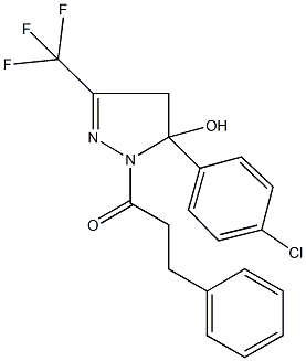 5-(4-chlorophenyl)-1-(3-phenylpropanoyl)-3-(trifluoromethyl)-4,5-dihydro-1H-pyrazol-5-ol,331834-91-4,结构式