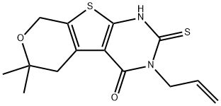 3-allyl-6,6-dimethyl-2-sulfanyl-3,5,6,8-tetrahydro-4H-pyrano[4',3':4,5]thieno[2,3-d]pyrimidin-4-one Structure