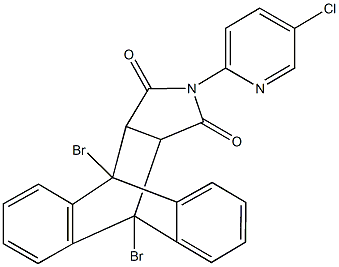 1,8-dibromo-17-(5-chloro-2-pyridinyl)-17-azapentacyclo[6.6.5.0~2,7~.0~9,14~.0~15,19~]nonadeca-2,4,6,9,11,13-hexaene-16,18-dione 化学構造式