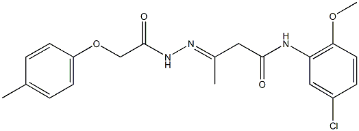 N-(5-chloro-2-methoxyphenyl)-3-{[(4-methylphenoxy)acetyl]hydrazono}butanamide 结构式