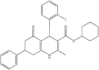 cyclohexyl 4-(2-iodophenyl)-2-methyl-5-oxo-7-phenyl-1,4,5,6,7,8-hexahydroquinoline-3-carboxylate|