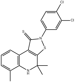 2-(3,4-dichlorophenyl)-4,4,6-trimethyl-4,5-dihydroisothiazolo[5,4-c]quinoline-1(2H)-thione Structure