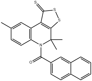 4,4,8-trimethyl-5-(2-naphthoyl)-4,5-dihydro-1H-[1,2]dithiolo[3,4-c]quinoline-1-thione Struktur