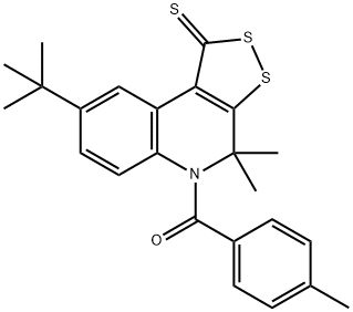 8-tert-butyl-4,4-dimethyl-5-(4-methylbenzoyl)-4,5-dihydro-1H-[1,2]dithiolo[3,4-c]quinoline-1-thione 化学構造式