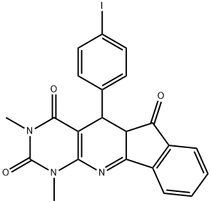 5-(4-iodophenyl)-1,3-dimethyl-5,5a-dihydro-1H-indeno[2',1':5,6]pyrido[2,3-d]pyrimidine-2,4,6(3H)-trione 结构式