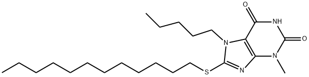 8-(dodecylsulfanyl)-3-methyl-7-pentyl-3,7-dihydro-1H-purine-2,6-dione,331841-59-9,结构式