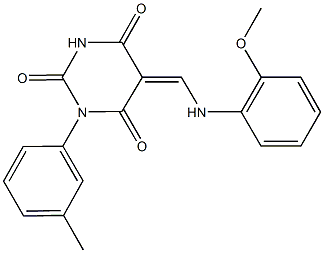 5-[(2-methoxyanilino)methylene]-1-(3-methylphenyl)-2,4,6(1H,3H,5H)-pyrimidinetrione Structure