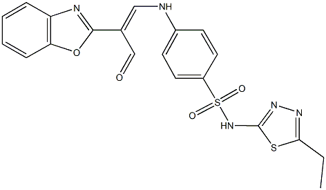 4-{[2-(1,3-benzoxazol-2-yl)-3-oxo-1-propenyl]amino}-N-(5-ethyl-1,3,4-thiadiazol-2-yl)benzenesulfonamide 化学構造式