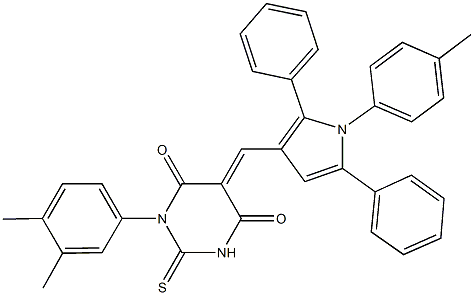 1-(3,4-dimethylphenyl)-5-{[1-(4-methylphenyl)-2,5-diphenyl-1H-pyrrol-3-yl]methylene}-2-thioxodihydro-4,6(1H,5H)-pyrimidinedione,331844-94-1,结构式
