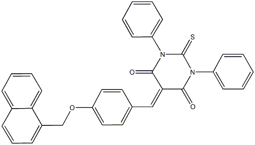 5-[4-(1-naphthylmethoxy)benzylidene]-1,3-diphenyl-2-thioxodihydro-4,6(1H,5H)-pyrimidinedione,331845-03-5,结构式