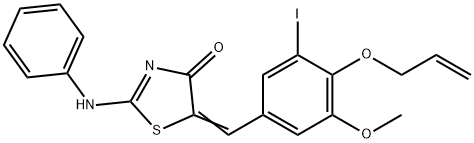 5-[4-(allyloxy)-3-iodo-5-methoxybenzylidene]-2-(phenylimino)-1,3-thiazolidin-4-one 化学構造式