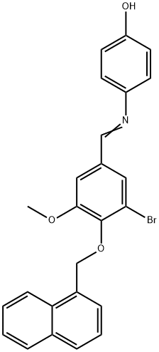 4-{[3-bromo-5-methoxy-4-(1-naphthylmethoxy)benzylidene]amino}phenol Structure