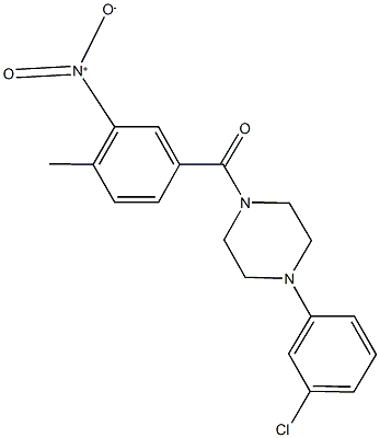 1-(3-chlorophenyl)-4-({3-nitro-4-methylphenyl}carbonyl)piperazine,331846-11-8,结构式