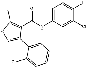 N-(3-chloro-4-fluorophenyl)-3-(2-chlorophenyl)-5-methyl-4-isoxazolecarboxamide 化学構造式