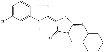 5-(5-chloro-3-methyl-1,3-benzothiazol-2(3H)-ylidene)-2-(cyclohexylimino)-3-methyl-1,3-thiazolidin-4-one,331848-34-1,结构式