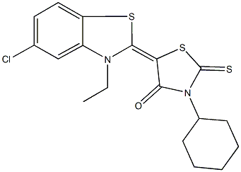 5-(5-chloro-3-ethyl-1,3-benzothiazol-2(3H)-ylidene)-3-cyclohexyl-2-thioxo-1,3-thiazolidin-4-one Structure